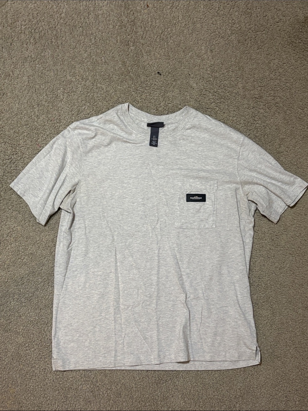H&M Size L Men's Pocket Crew Neck T-Shirt - Light Gray